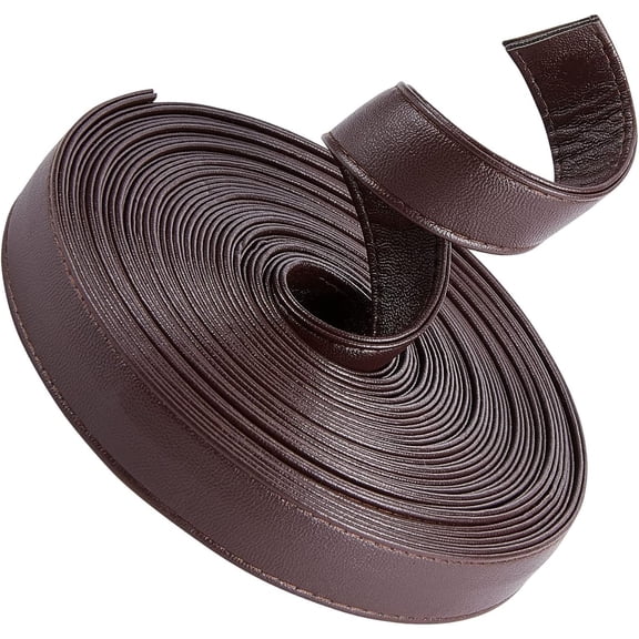 5ms 5M Double Sided Leather Strips 20MM Wide Shoulder bag Leather Strap Roll Coconut Brown Smooth Leather String Flat Cord for Diy Crafts Clothing Making Handles Pet Collars Traction Ropes Belt