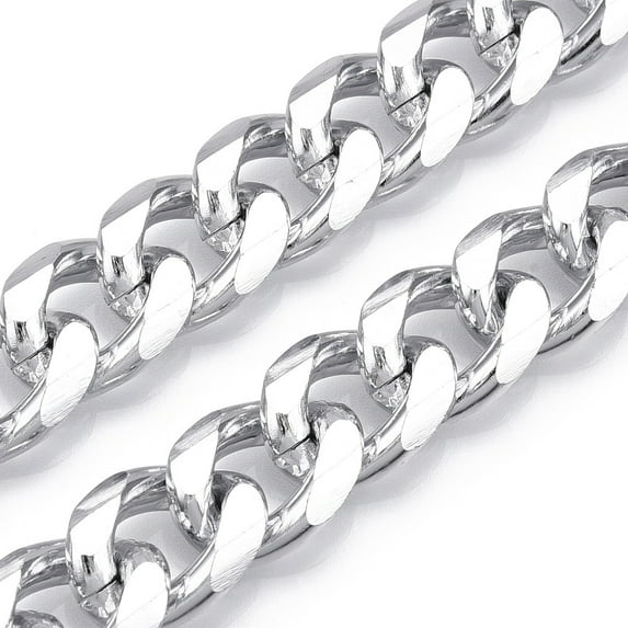 5ms Aluminum Faceted Curb Chains Diamond Cut Cuban Link Chains Unwelded Platinum 16.5x12.5x3.5mm
