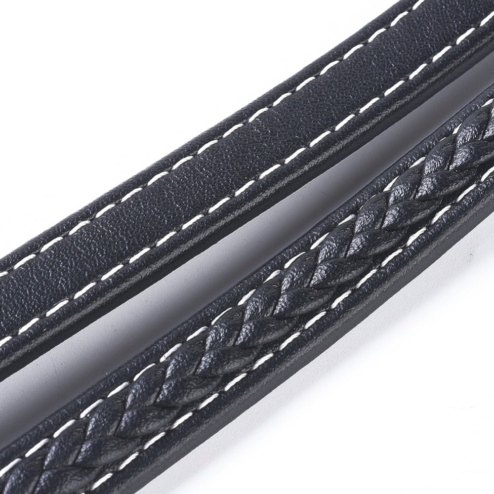 5ms Double-Deck Micro Fibe Imitation Leather Cord Flat Leather Cord for Necklace/Bracelet Jewelry Making Black 12x6mm