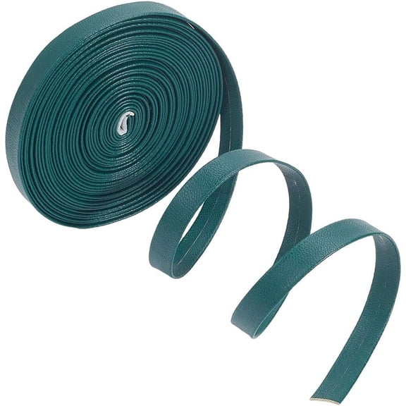5mx10mm Flat Leather Cord Rope Dark Green Lychee Grain Leather String 1mm Thick Double Sided PU Leather Strap Foldover Leather Strips