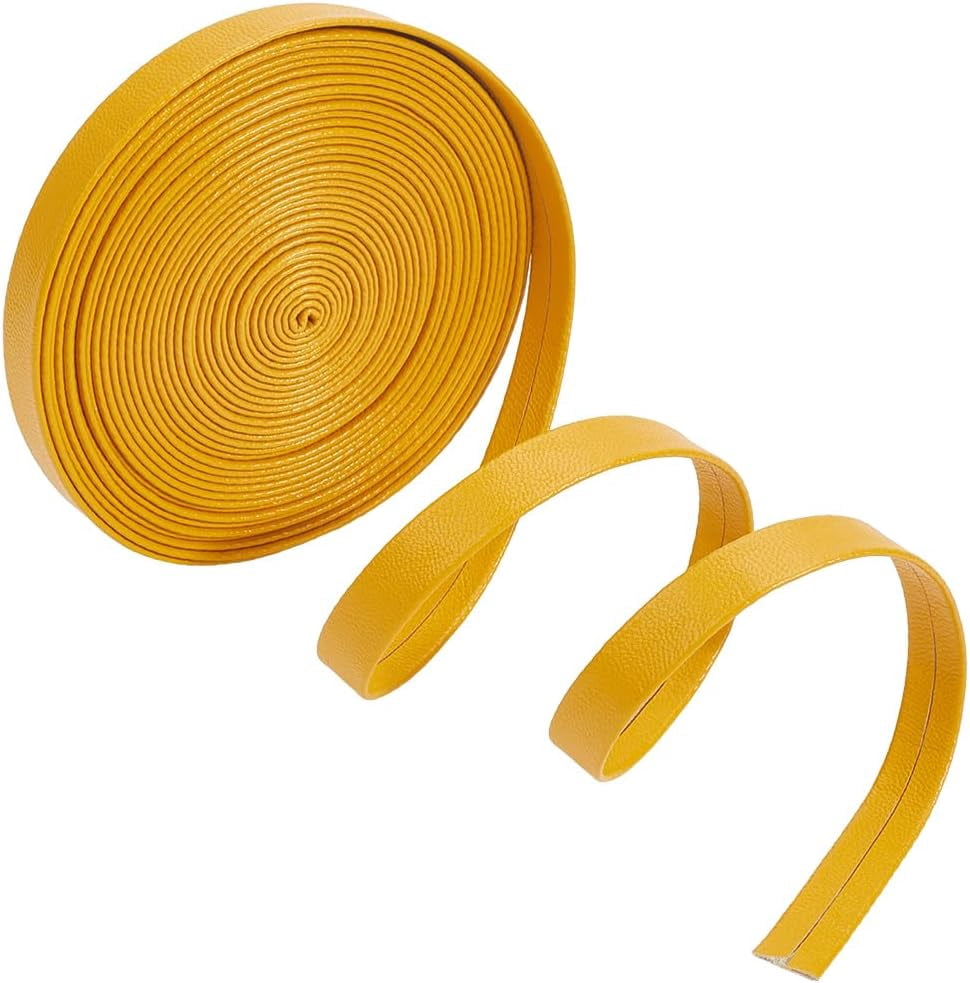 5mx10mm Foldover Leather Strips Strap Flat Leather Cord String Gold ...
