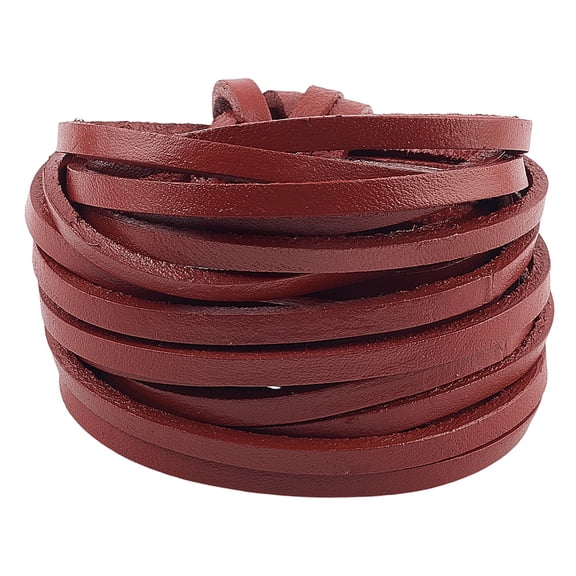 5mx5mm Real Leather Craft Lace Strips Saddle Brown Flat Genuine Leather Cord String 3mm Thick Full Grain Cowhide Braiding Thread Rope