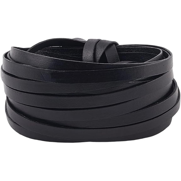 5mx6mm Real Leather Cord String 1mm Thick Full Grain Cowhide Braiding Thread Rope Black Flat Genuine Leather Craft Lace Strips