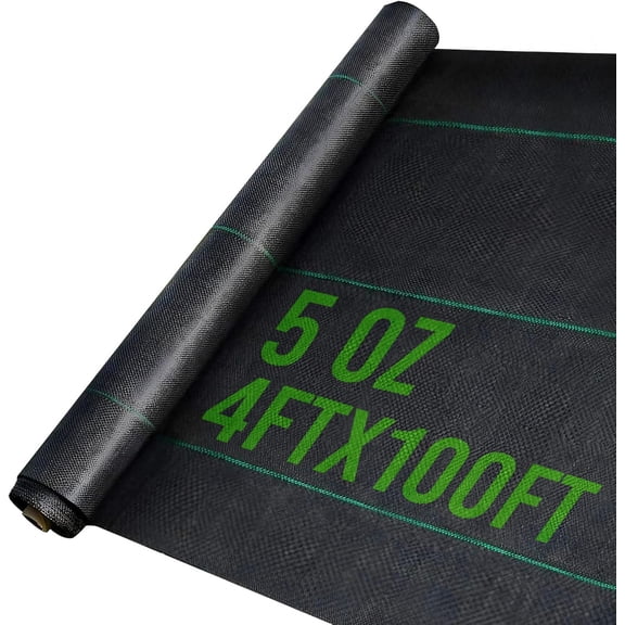 5oz 4ftx100ft Weed Barrier Landscape Fabric Heavy Duty, Garden Heavy Duty Woven Geotextile Fabric for Underlayment,Gardening Ground, Commercial Driveway Weed Block Cover Mat