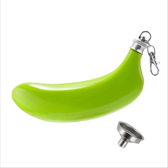 5oz Banana 304 Stainless Steel Portable Hip Flask (Green) | Food-safe; leakproof seal; lightweight; easy-clean; pocket compact