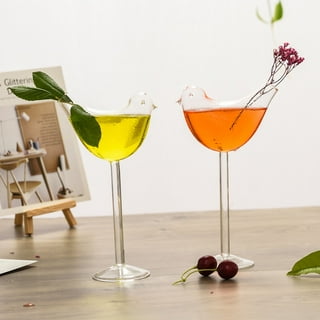 G Francis Bird Cocktail Glass Set - 4pk 5oz Bird Shaped Unique Wine Glasses