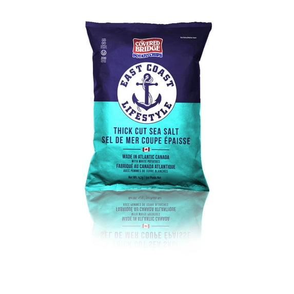 5oz Covered Bridge East Coast Lifestyle Sea Salt Thick Cut White Potato Chips 12 pack