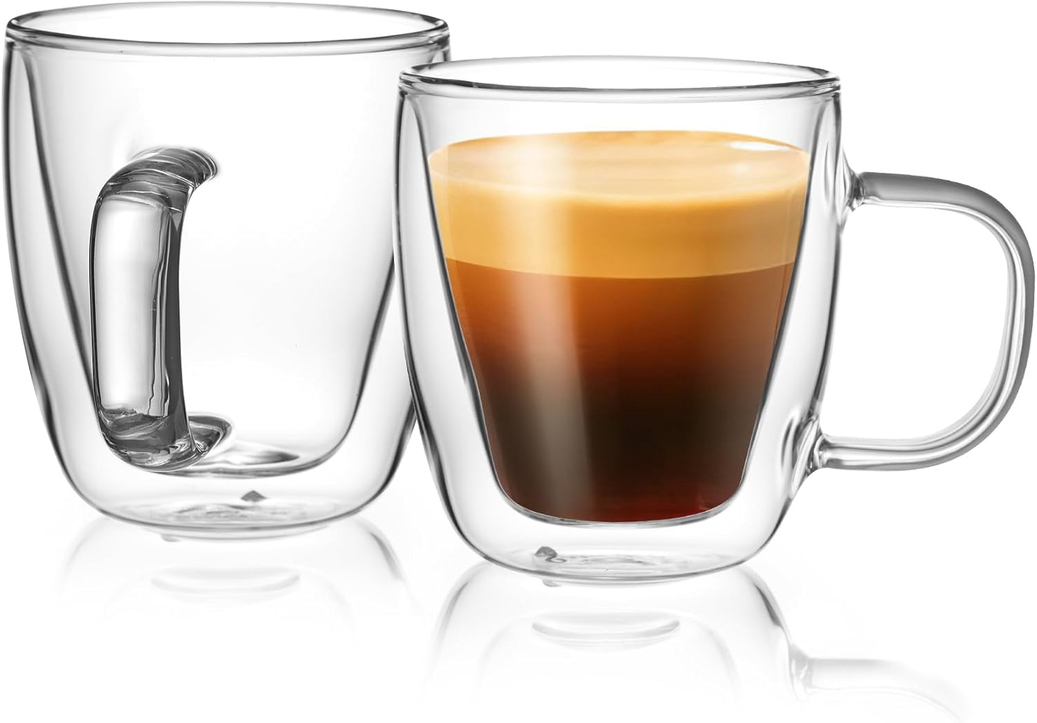 5oz Double Wall Glass Espresso Cups Set of 2, Espresso Shot Cups Perfect for Cappuccino, Latte, Tea
