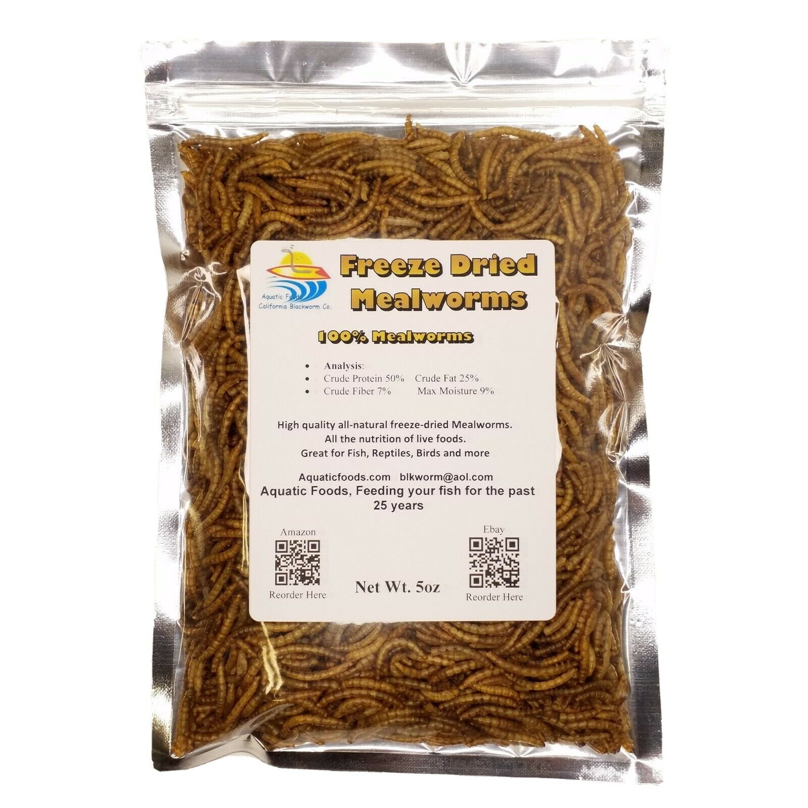 5oz. Freeze Dried Mealworms, High Protein Mealworms for Large Tropicals