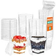5oz Plastic Dessert Cups with Lids and Spoons - Appetizer Cups for Pudding, Parfait, Ice Cream, and Cocktails, Clear Reusable Serving Cups, Elegant Design, Pack of 100