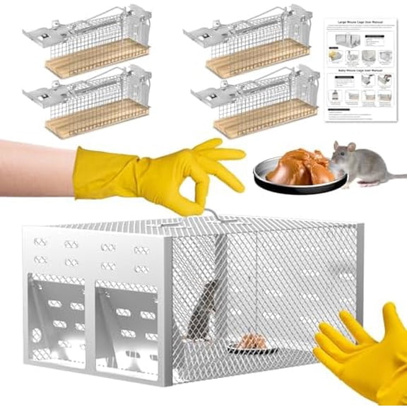 5pack Humane No Kill Rat Trap Cage,Live Rat Traps Catch and Release,Chipmunk Live Trap for Rats,Automatic Continuous Trampas para Ratones,Easy to Set Metal Mice Traps$$