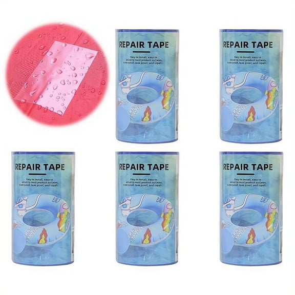 5pack Inflatable Patch Repair Kit Waterproof Clear Tape, Heavy Duty Adhesive for Pool Floats, A-ir Mattress, Tent, Canopy Summer Camping & Pool Party Essential
