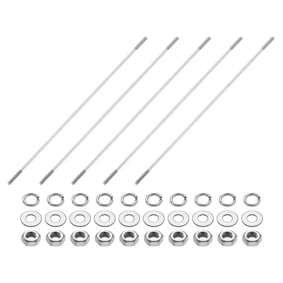 5pack M3x180mm Double End Threaded Stud Screw Bolt with Nuts and Washers