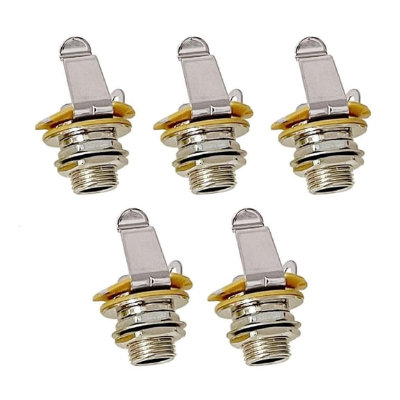 5pack Musical Instrument Jacks Plate Durability Brasses Construction 6.35mm Port