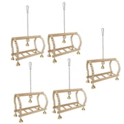 5pack Natural Wood Bird Toy Playgrounds Bird Cage Accessories Bird Perches and Beads Bridge for Avian Fun