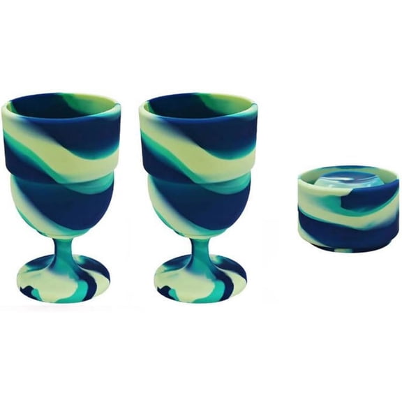 2pack Unbreakable Silicone Wine Glasses Portable Collapsible Travel Stemless Beer Whiskey Cups for Picnic Indoor Outdoor