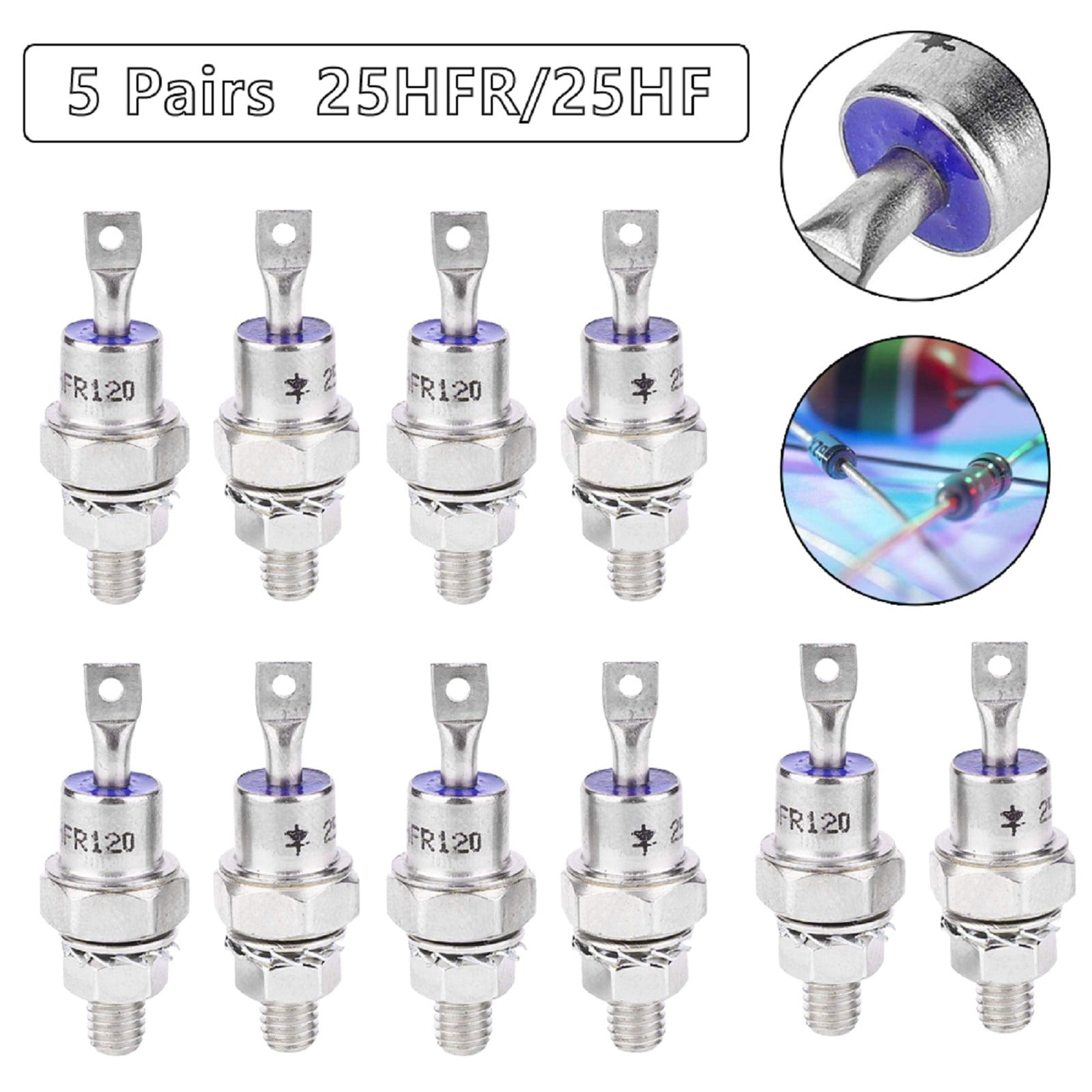 5pair 25HFR / 25HF 1200V Positive Negative Anode Stud Mount Diode Rectifier