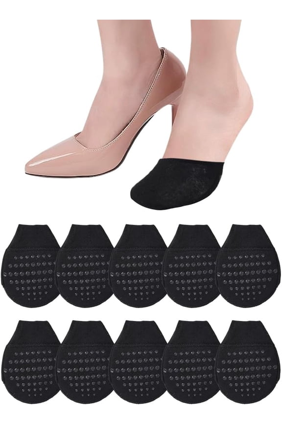 5pairs 5 Pairs Cotton Toe Topper Half Socks for Women Invisible Socks Black 106x86x5.5mm Black DIY