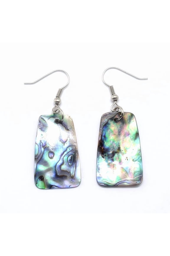 5pairs Abalone Shell Trapezoid Dangle Earrings with Platinum Plated Brass Ear Hooks 50mm Pin: 0.8mm Shell