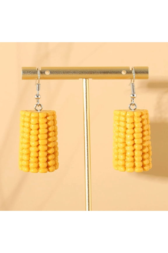 5pairs Alloy Food Model Dangle Earrings Jewely for Women Yellow Corn 40~80mm
