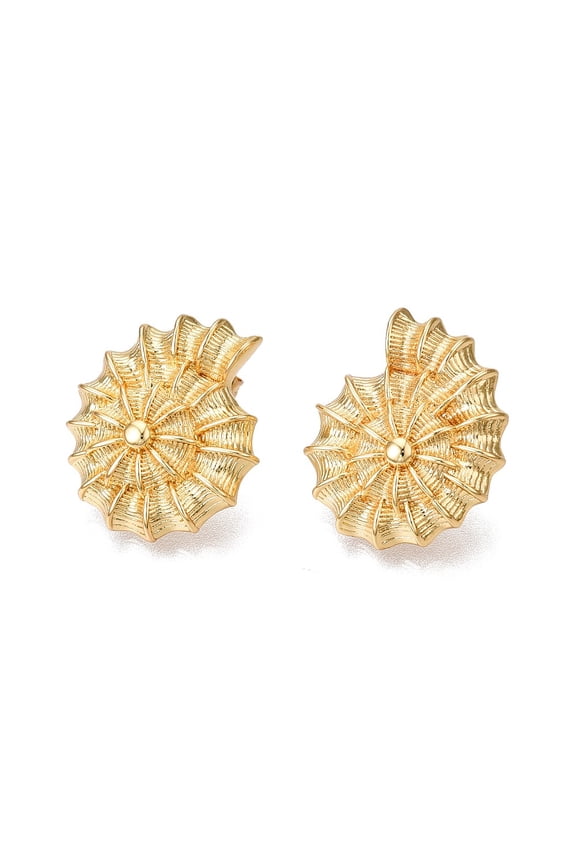 5pairs Brass Earring for Women Conch Stud Earrings golden 21x24mm