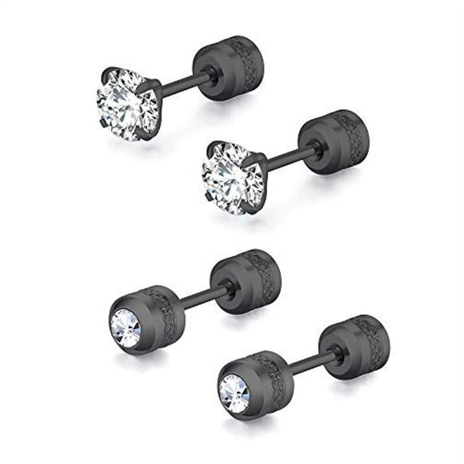 5pairs 316l Stainless Steel 20g Flat Back Stud Earrings For Men