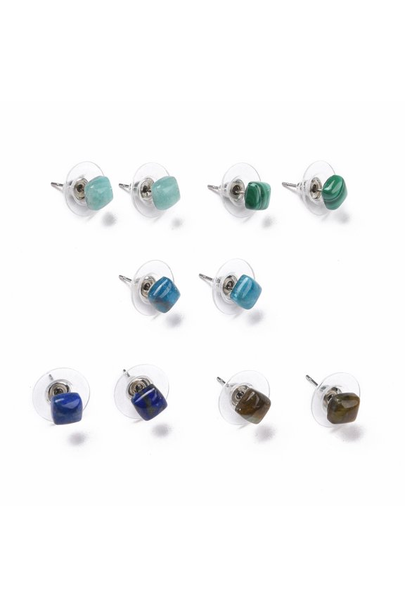 5pairs Ear Studs with 304 Stainless Steel Ear Studs 15.5x6x6mm Pin: 0.6mm