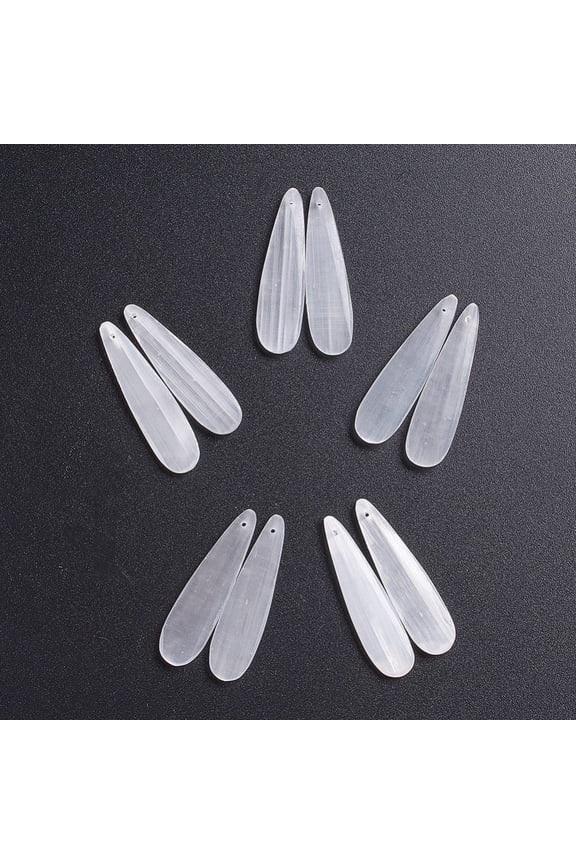 5pairs Natural Selenite Pendants for Jewelry Making Teardrop 45~45.5x12~12.5x4~4.5mm Hole: 1mm