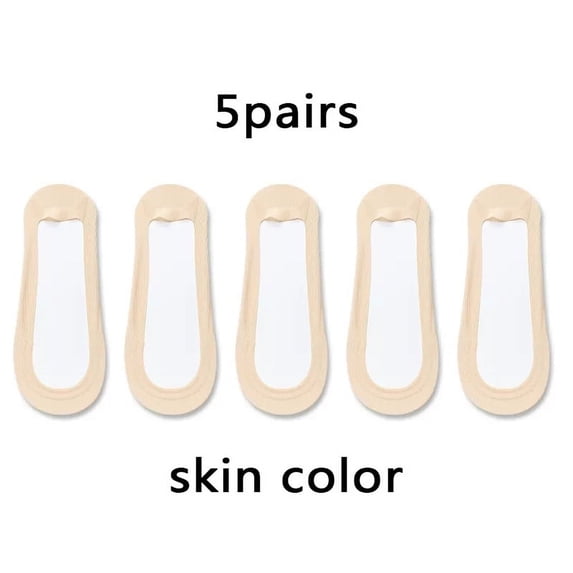 5pairs Non-slip Invisible Socks Slippers Seamless Ice Silk Boat Socks Summer Thin Solid Casual Breathable Low Cut Socks Women