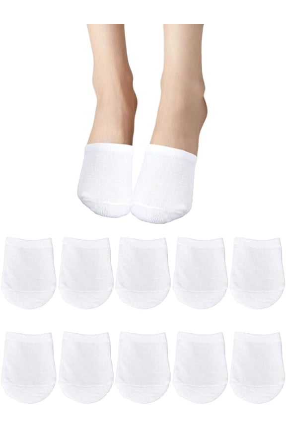 5pairs Polycotton Half Socks for Women White 115x85x1.5mm