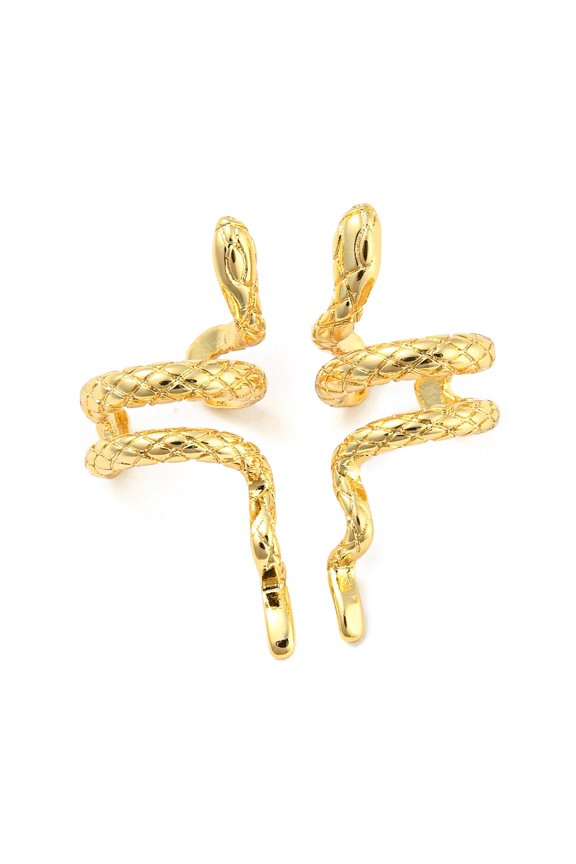 5pairs Rack Plating Brass Snake Cuff Earrings for Women Lead Free & Cadmium Free Long-Lasting golden 25x11x10mm