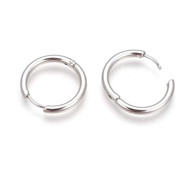 5pairs Tarnish Resistant 304 Stainless Steel Hoop Earrings Manual Polishing Huggie Earrings Stainless Steel Color 12 Gauge 16x2mm Pin: 0.8mm(±0.1mm) Inner Diameter: 12mm