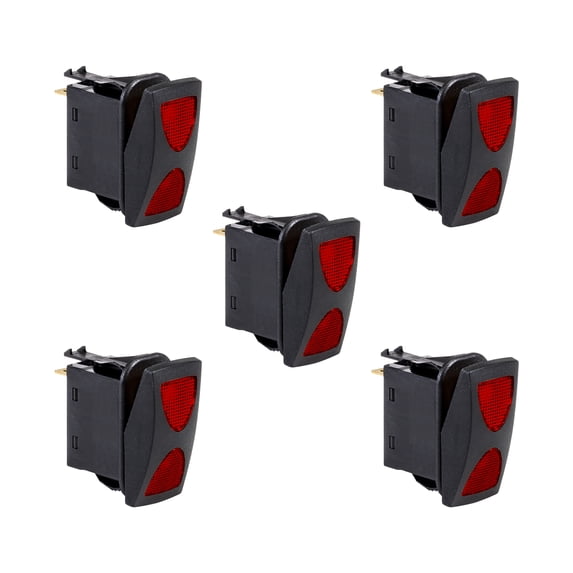 5pc 12V DC 20A 4-Pin LED ON-OFF-ON SPDT Rocker Switch Kit - RED