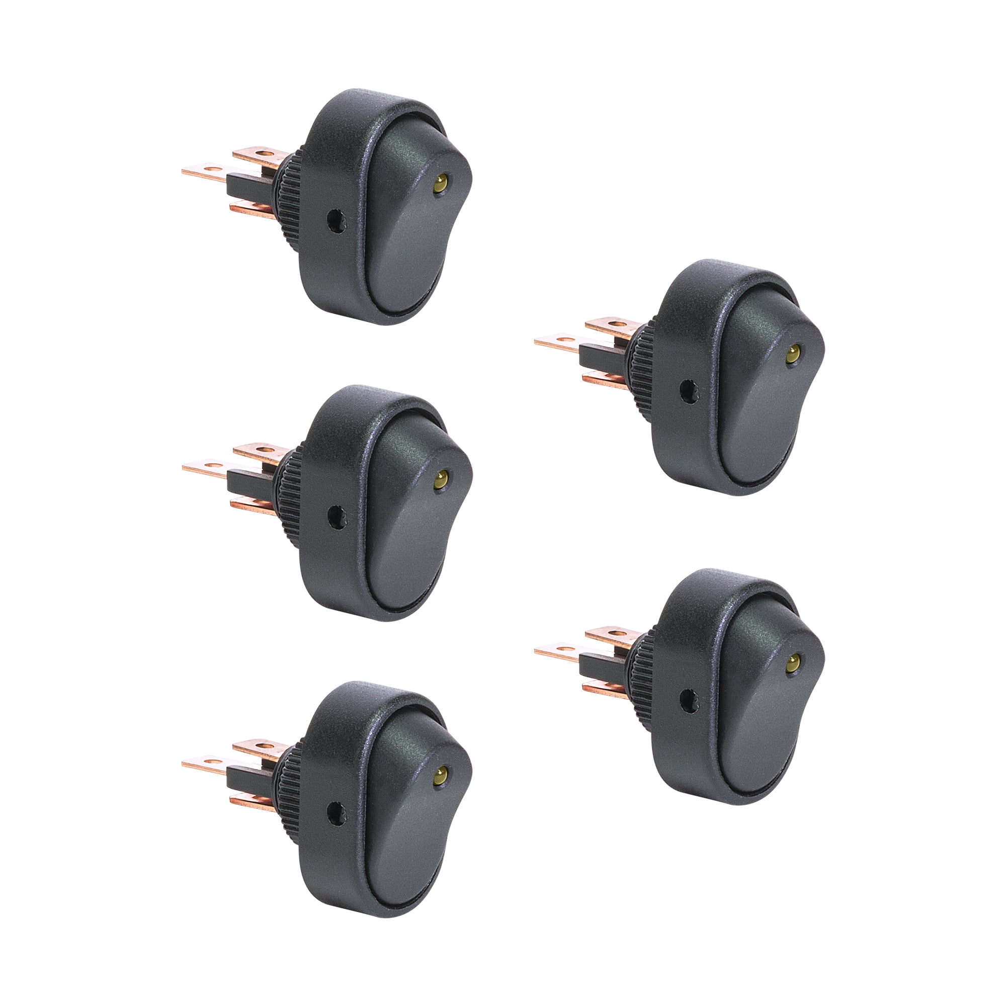 5pc 12V DC 30A 3-Pin SPST LED On/Off Rocker Switches - AMBER - Walmart.com