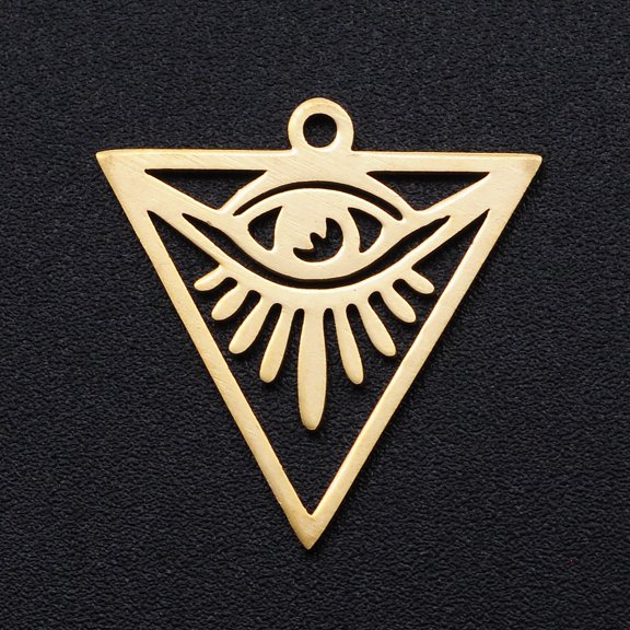 5pc 201 Stainless Steel Pendants Filigree Joiners Findings Laser Cut Triangle with Eye All Seeing Eye Golden 20x19.5x1mm Hole: 1.4mm