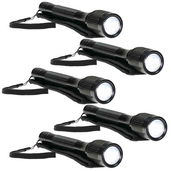 5pc 3 Light Mode 140 Lumen Aluminum Body Flashlight w/Carry Pouch