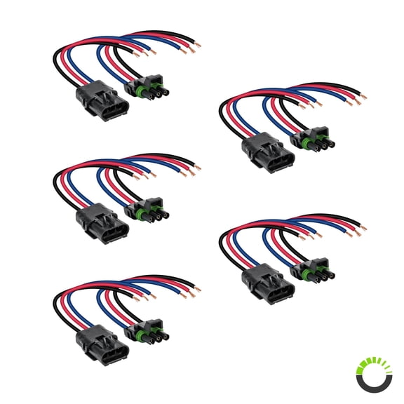 5pc 3-Wire Weather Pack Connector Kit Assembled with 10" 12 AWG Wires