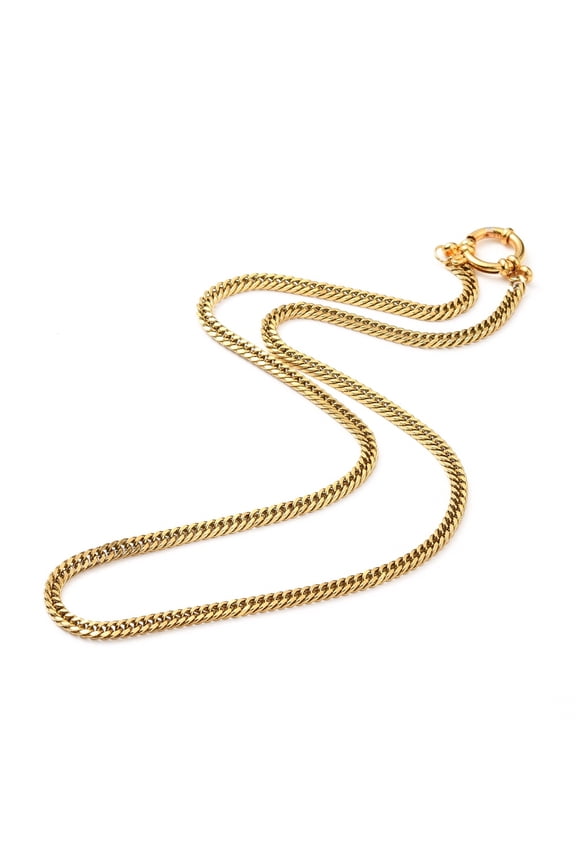 5pc 304 Stainless Steel Diamond Cut Chunky Curb Chains Cuban Link Chains Necklaces with Spring Ring Clasps Golden 18-1/2 inch(47cm)