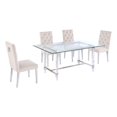 thumbnail image 1 of 5pc. 68" x 40" Glass Dinette Set with 4 Chairs and Silver Stainless Steel, 1 of 4