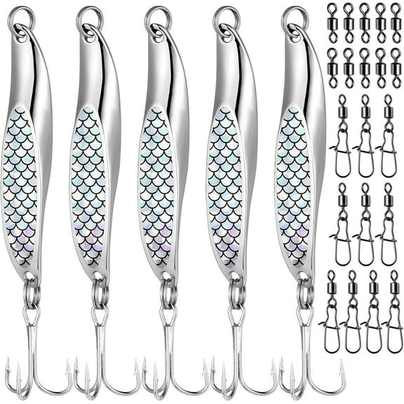 5pc 7cm 20g Metal Sea Spinner Lure Jig Cod Bass Mackerel Pike Pier Fishing Spoon