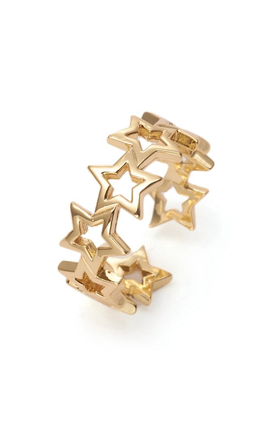 5pc Adjustable Brass Cuff Rings Open Rings Long-Lasting Plated Star Golden US Size 6(16.5mm)