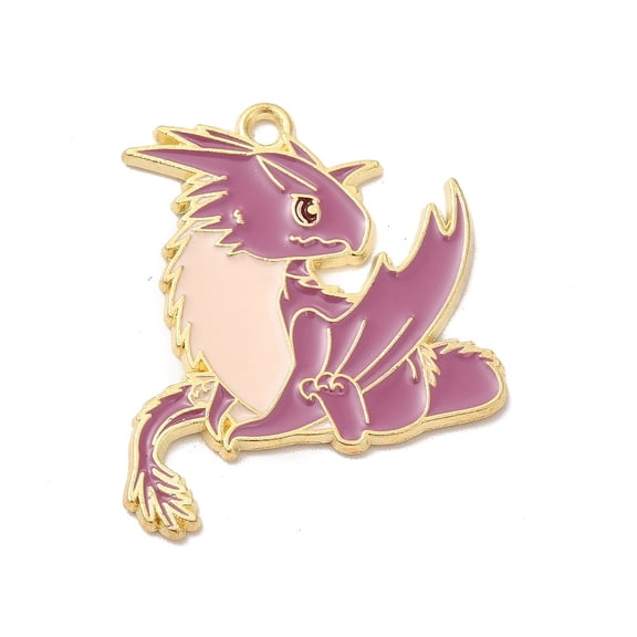 5pc Alloy Enamel Pendants Light Gold Pterosaur Charm Old Rose 30x25x1mm Hole: 2mmDIY