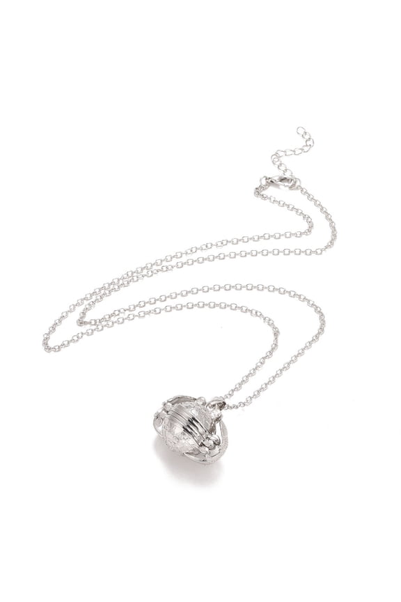 5pc Alloy Multi Picture Photo Ball with Wings Locket Pendant Necklace for Women Platinum 24.41~24.8 inch(62~63cm)