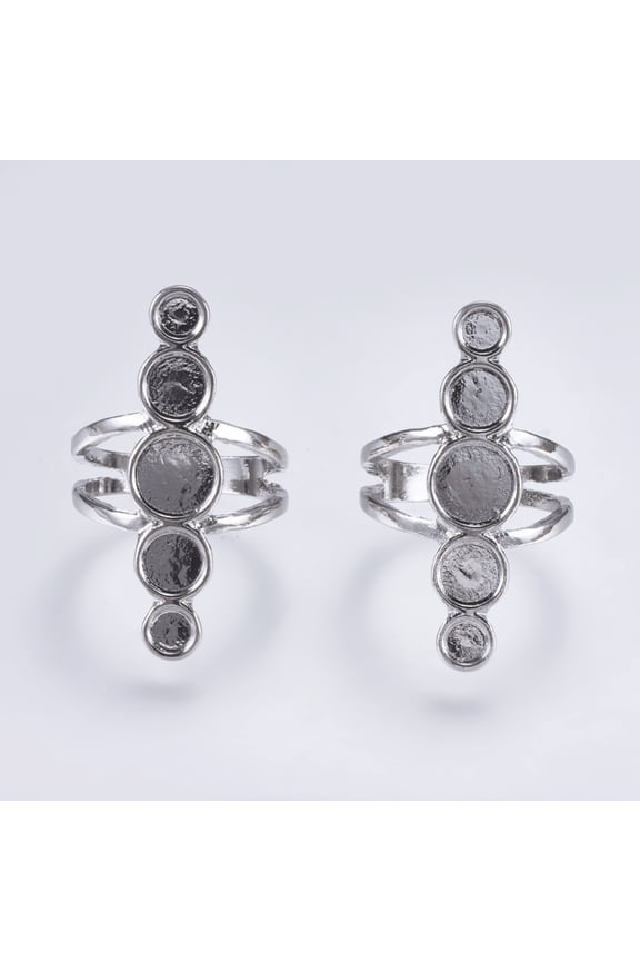 5pc Alloy Pad Ring Settings Platinum Tray: 4mm and 6mm and 8mm 37x9.5x3mm