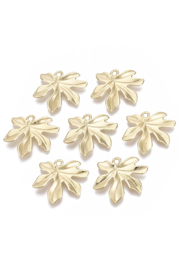 5pc Alloy Pendants Leaf Light Gold 21x25x1.5mm Hole: 1.6mm