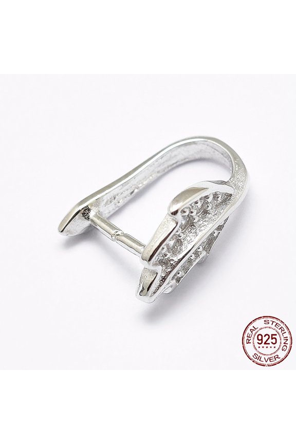 5pc Anti-Tarnish Rhodium Plated 925 Sterling Silver Micro Pave Cubic Zirconia Pendant Bails Ice Pick & Pinch Bails Leaf Platinum 11x6x8mm Pin: 0.9mm DIY