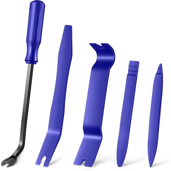 5pc Auto Trim Removal Tool Set, No-Scratch Nylon Pry Bar Kit for Car Dash Radio Audio Door Panel Clip Fastener, Blue