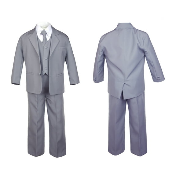 5pc Baby Toddler Infant Boy Teen Formal Party Event Suit Tux Medium Gray Sm-20