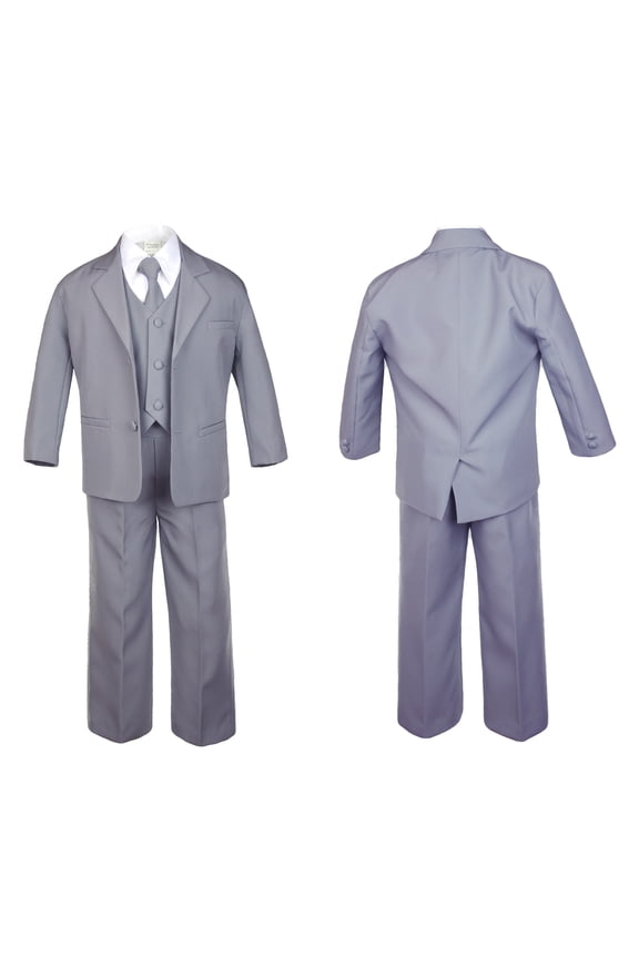 5pc Baby Toddler Infant Boy Teen Formal Party Event Suit Tux Medium Gray Sm-20