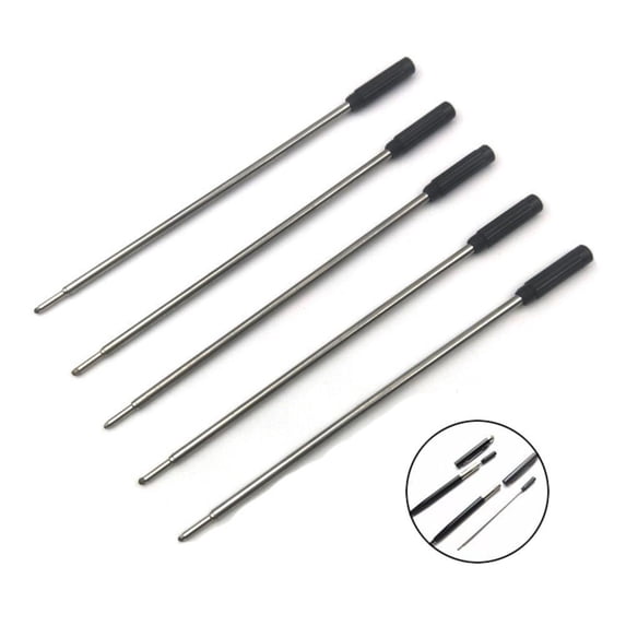 5pc Ballpoint Pen Refill Medium 1.0mm – Steel Ink Refill Compatible with Crystal Filled Ballpoint Pens